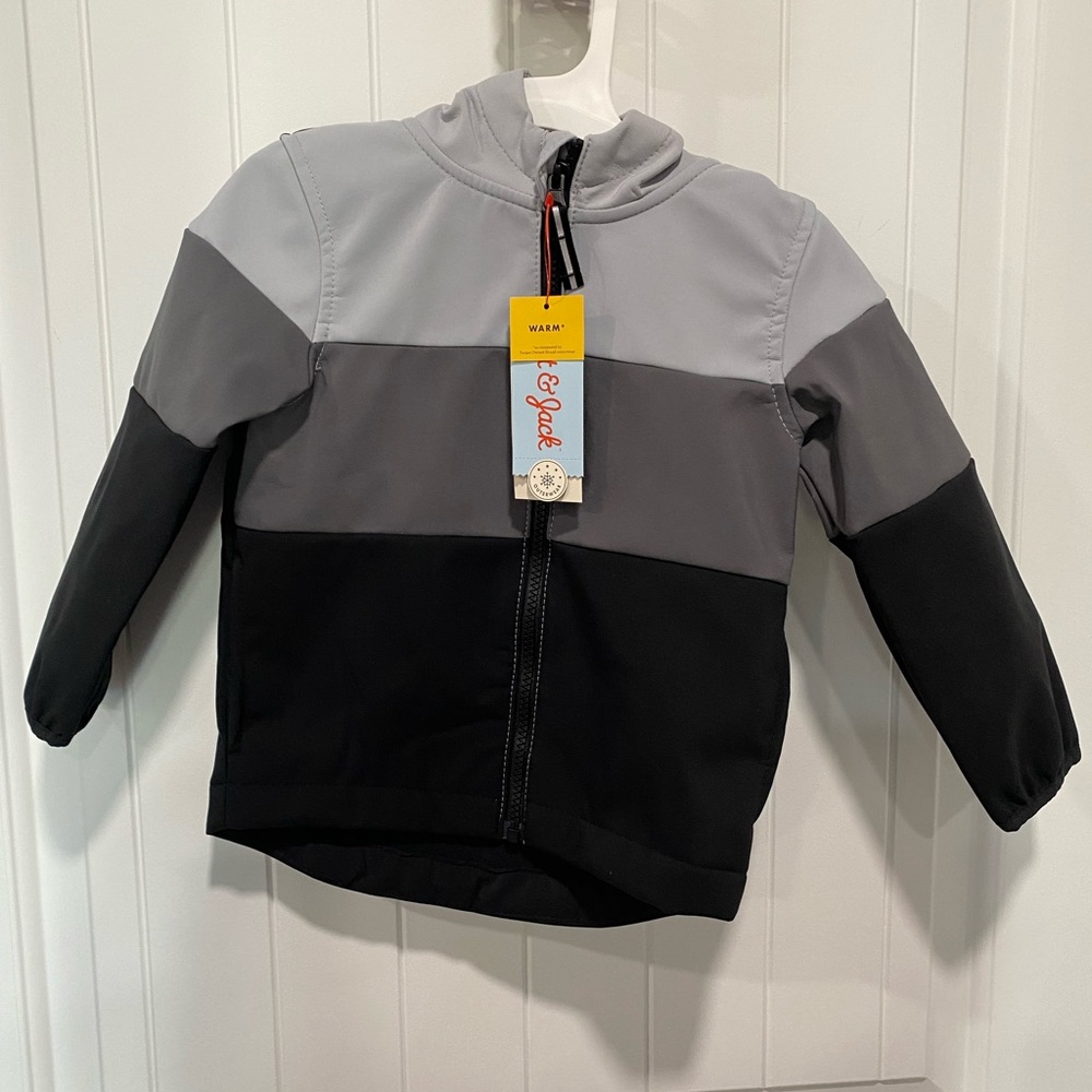 Black and gray boys jacket water resistant wind resistant weather protector